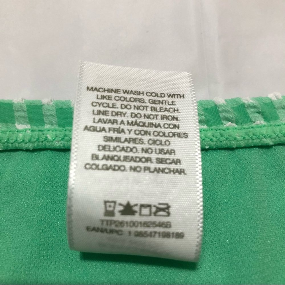 NWT Time and Tru Women’s Plus Mid-Rise Cheeky Green Gingham Bikini Bottom 2X - Picture 5 of 9
